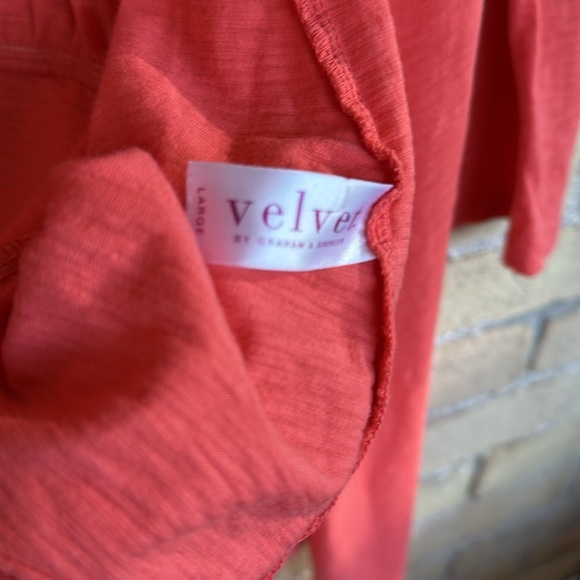 Velvet by Graham and Spencer Vintage Slub Coral Open Front Cardigan - Picture 2 of 5